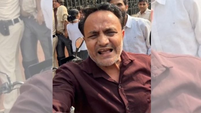 A viral image of Raman Saini, a member of the fringe group Hindu Raksha Dal and one of the four men arrested | Via X