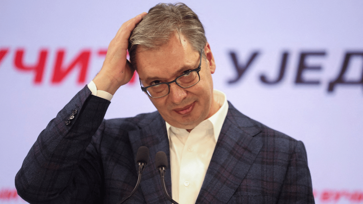 Serbia's former President and Serbian Progressive Party (SNS) prime ministerial candidate Aleksandar Vucic concedes defeat during the parliamentary election in Belgrade, Serbia | REUTERS/Zorana Jevtic 