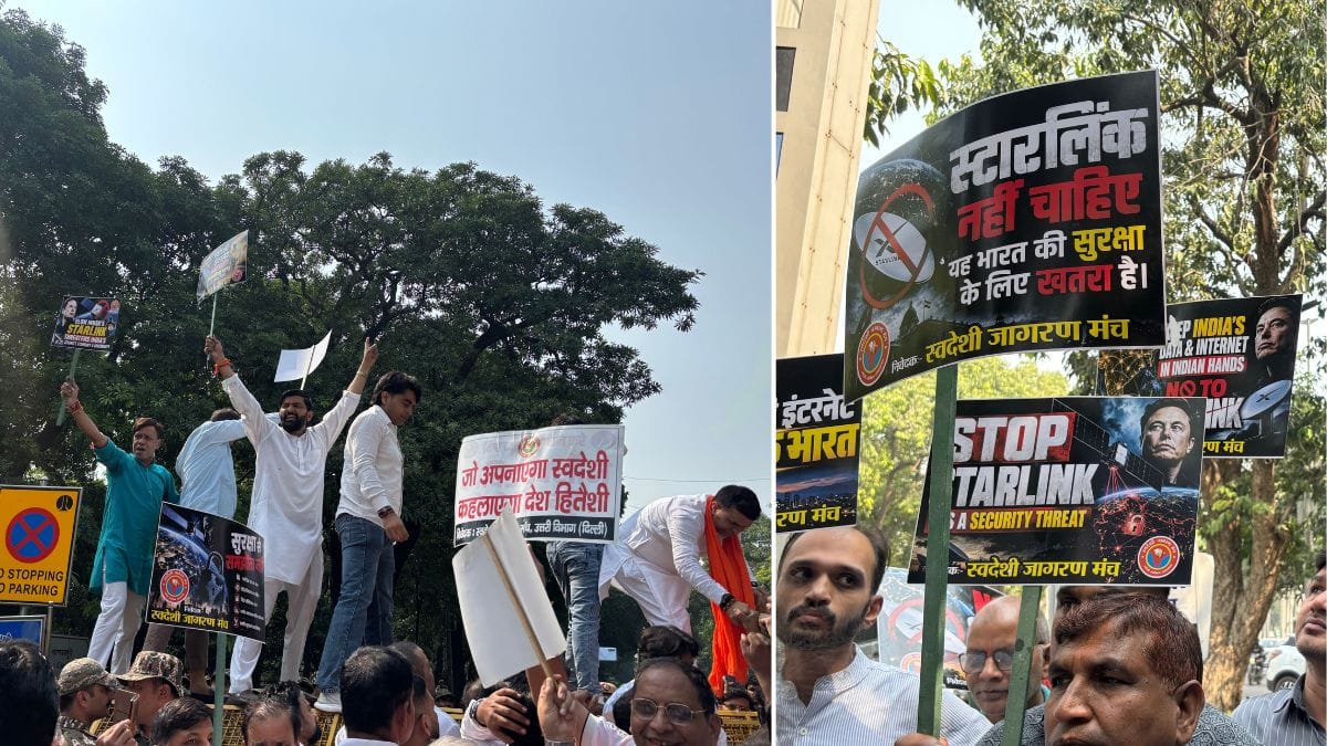 Some at the protest connect Starlink to broader tensions in India-US trade relations, while others highlight concerns around digital sovereignty | Vitasta Kaul | ThePrint