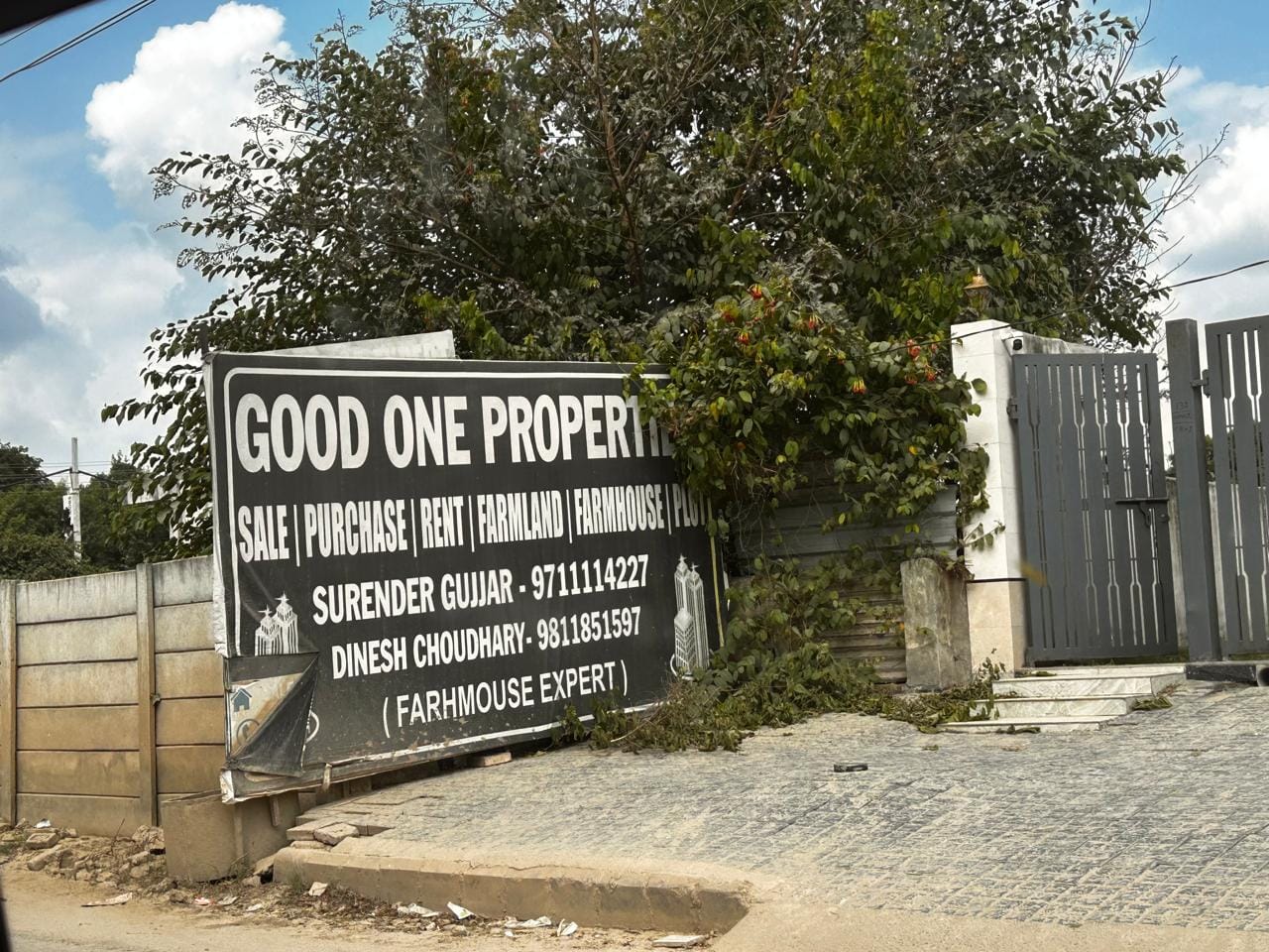 Property advertisements in Baliawas reflect the growing demand for farmland, farmhouses and other land in Gurugram’s rapidly changing rural-urban fringe | Photo: Manisha Mondal | ThePrint