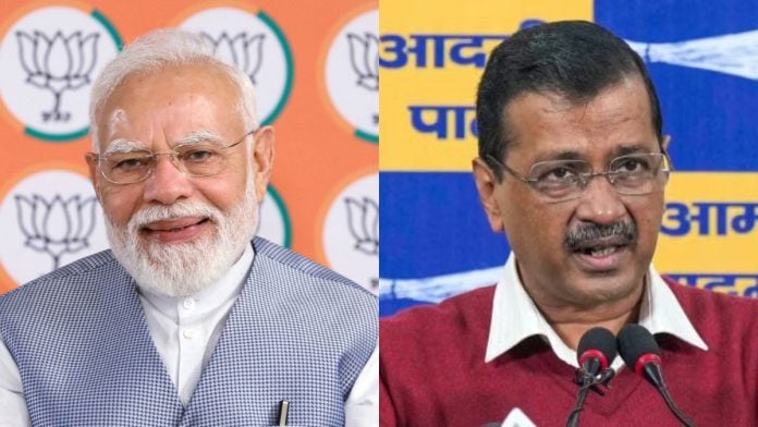 File photos: Prime Minister Narendra Modi, and AAP chief and former Delhi CM Arvind Kejriwal | ANI, PTI