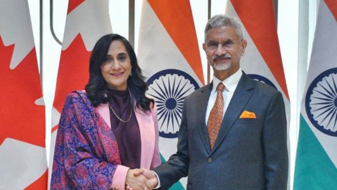 External Affairs Minister S. Jaishankar with Canadian counterpart Anita Anand in New Delhi Wednesday | X: @DrSJaishankar