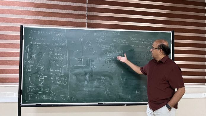 Professor R. Krishna Kumar of IIT Madras's Department of Medical Sciences and Engineering explains mathematical equations to students at the institution, where doctors learn mathematics and engineers learn medicine | Sneha Richhariya/ThePrint