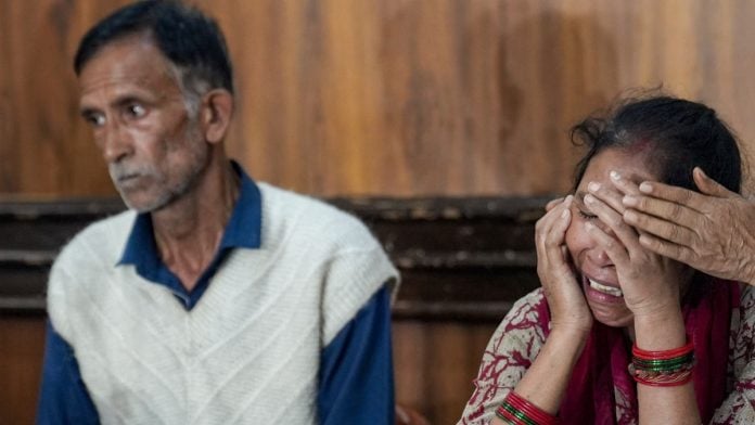 Mother and father of Ankita Bhandari during a press conference at Press Club of India in New Delhi Thursday | PTI